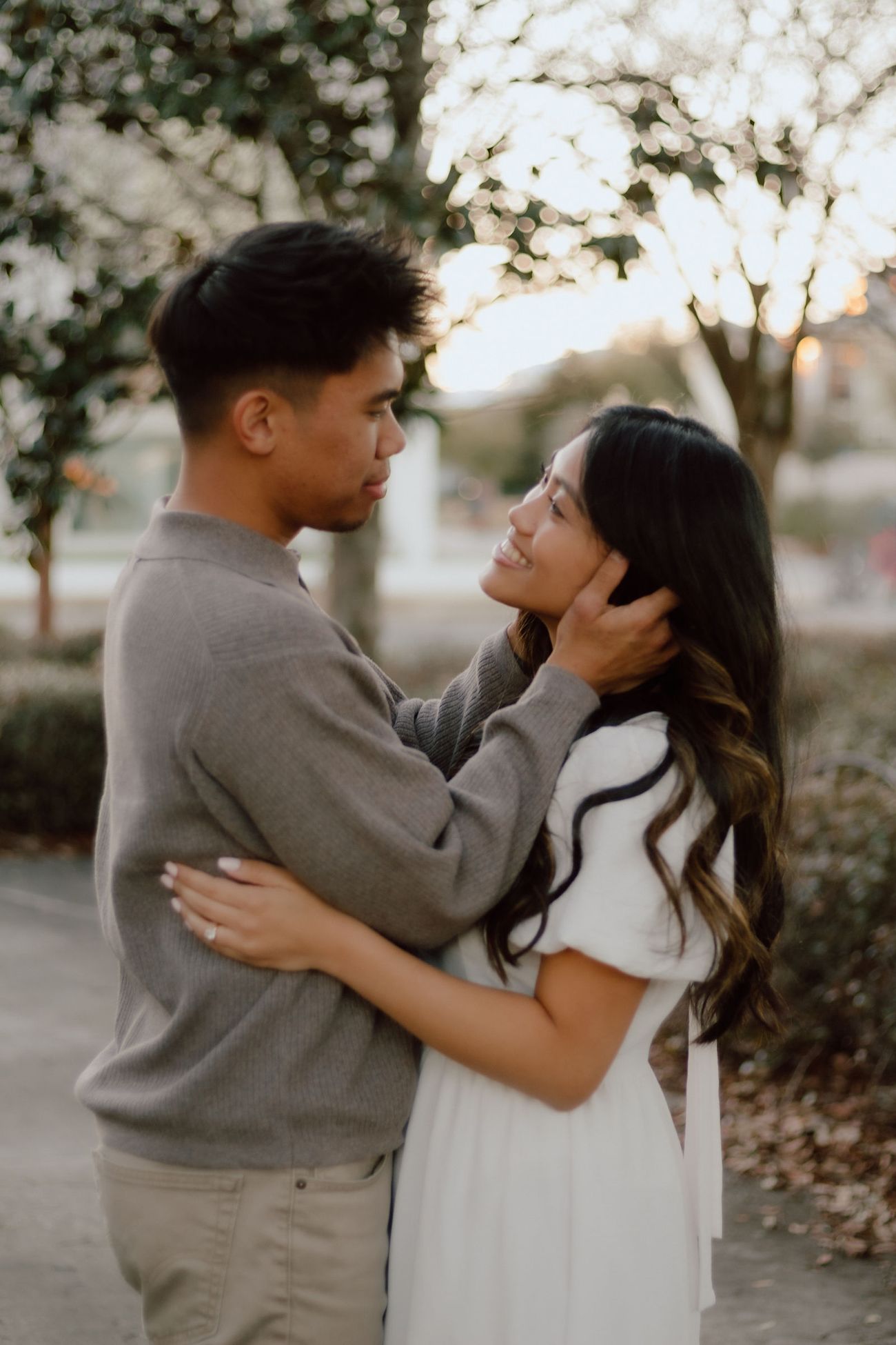 Forehead to forehead